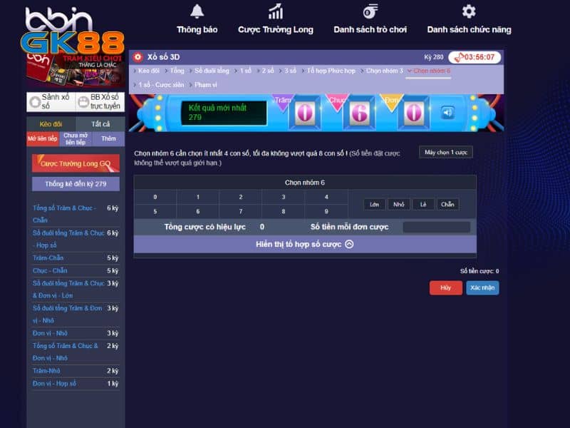 Luật chơi xổ số 3D tại xổ số GK88