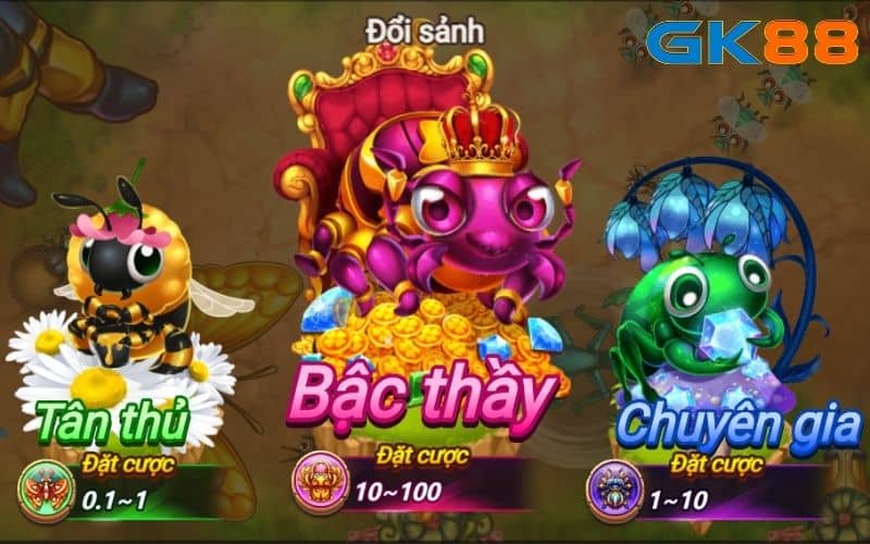 Tựa game bắn cá côn trùng có ba sảnh chơi